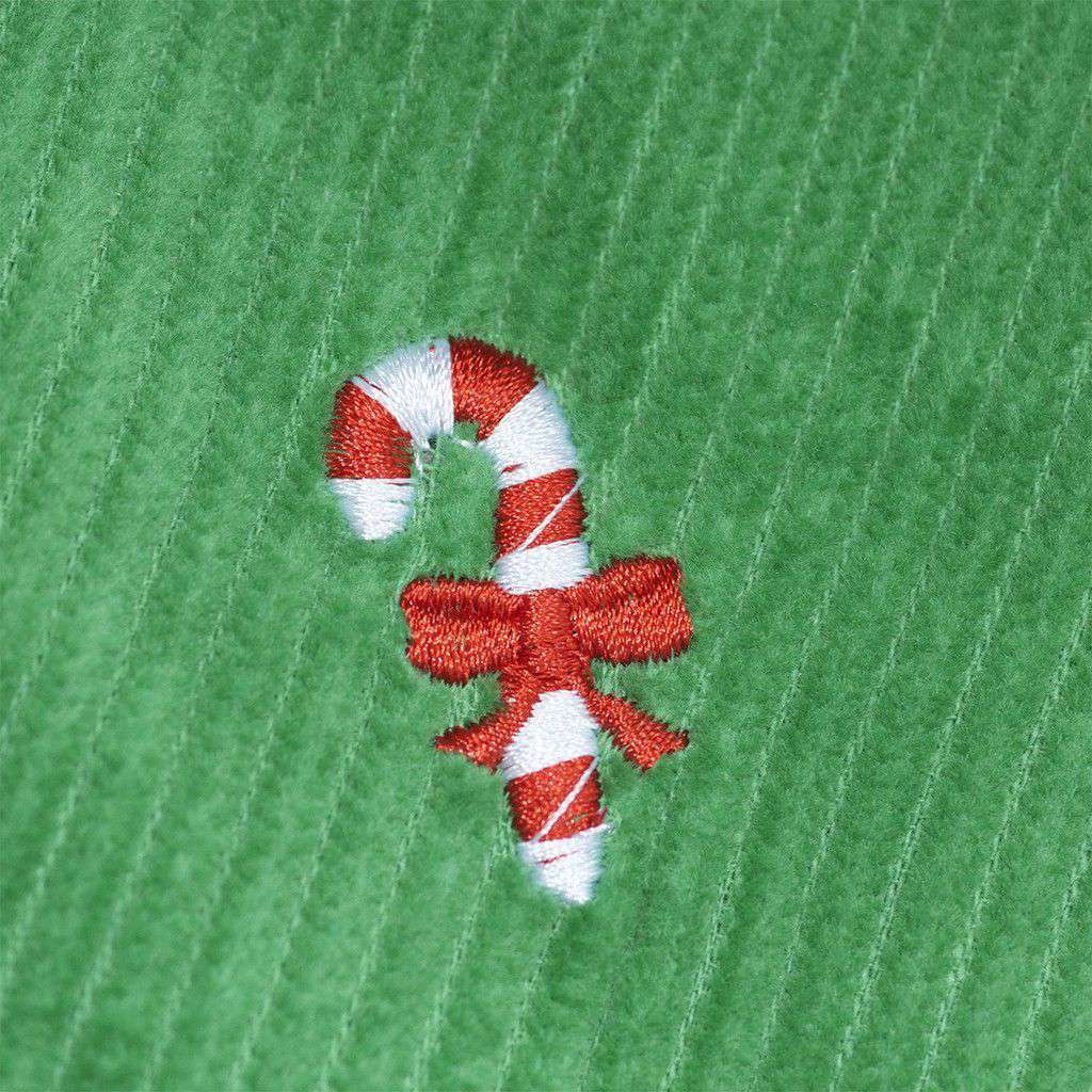 Wide Wale Corduroy Pants in Evergreen with Embroidered Candy Canes by Castaway Clothing - Country Club Prep