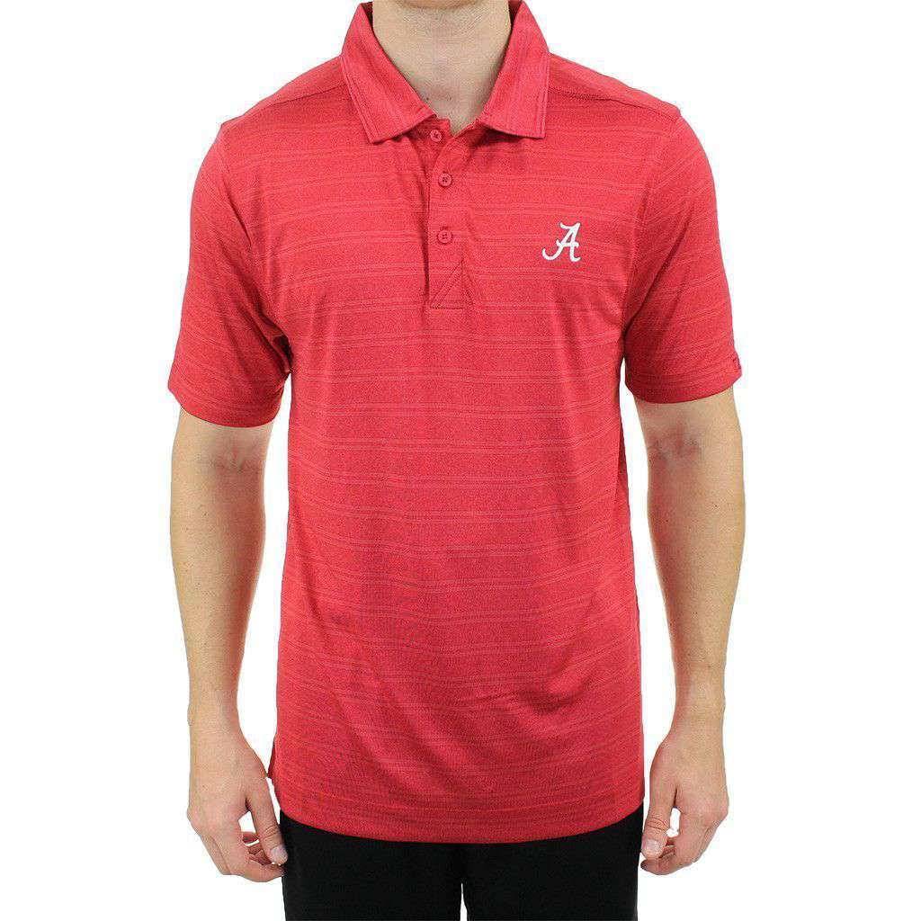 Alabama Interbay Melange Stripe Polo in Crimson by Cutter & Buck - Country Club Prep