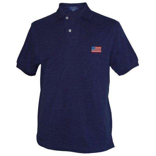 American Flag Needlepoint Polo Shirt in Navy by Smathers & Branson - Country Club Prep