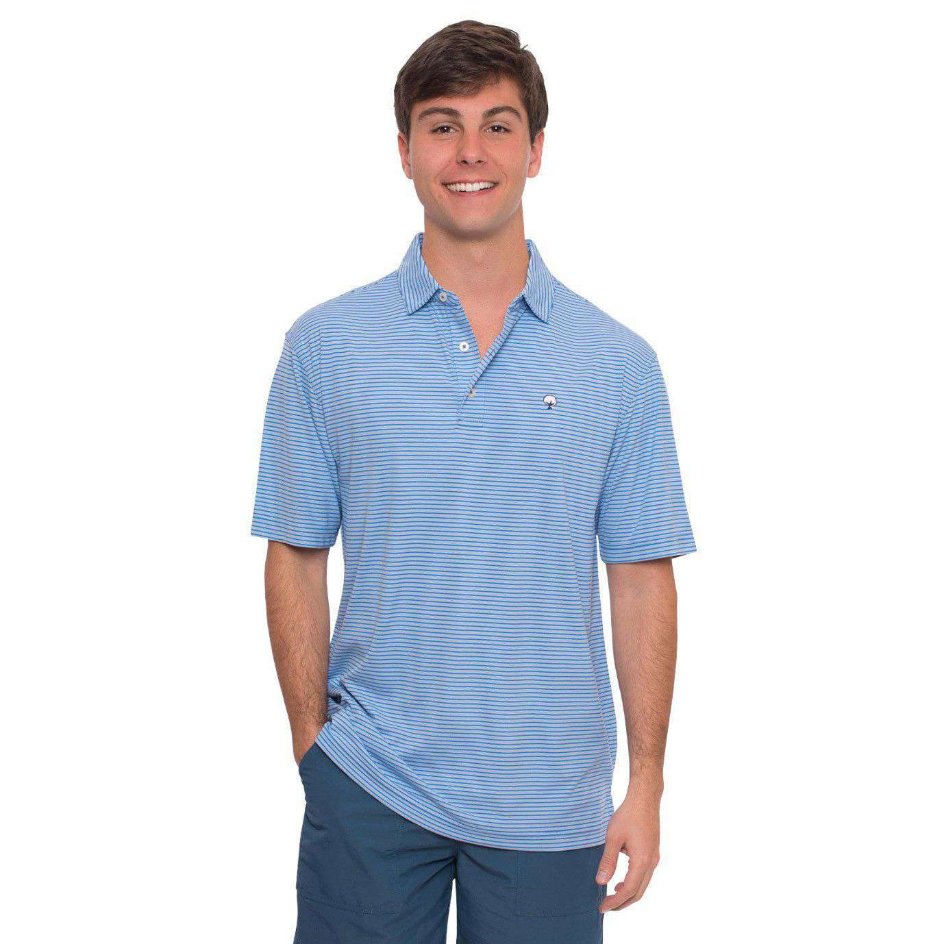 Andrews Performance Polo in Regatta Blue by The Southern Shirt Co. - Country Club Prep