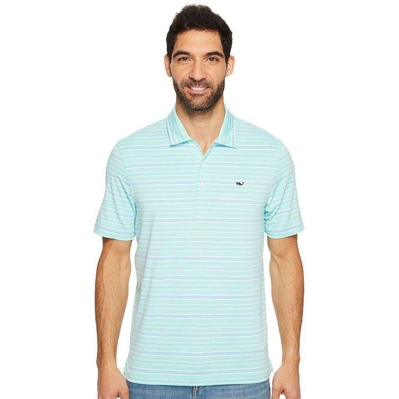 Armstrong Three Color Stripe Polo in Blue Fin by Vineyard Vines - Country Club Prep