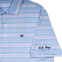 Armstrong Three Color Stripe Polo in Jake Blue by Vineyard Vines - Country Club Prep