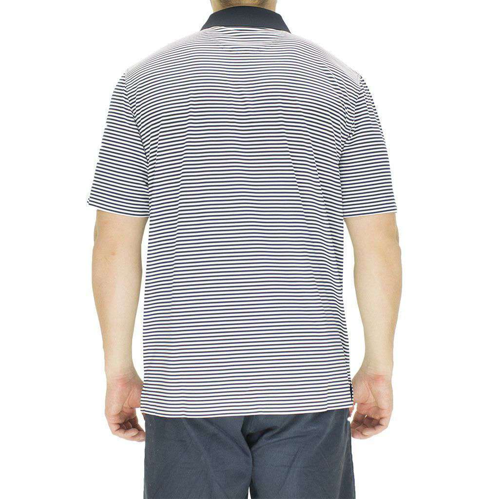 Auburn Drytec Trevor Stripe Polo in Navy and White by Cutter & Buck - Country Club Prep