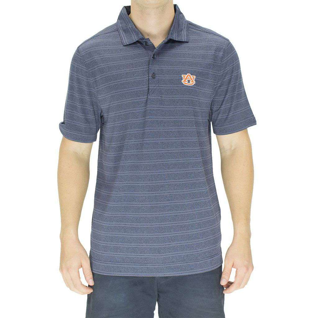 Auburn Interbay Melange Stripe Polo in Light Navy by Cutter & Buck - Country Club Prep