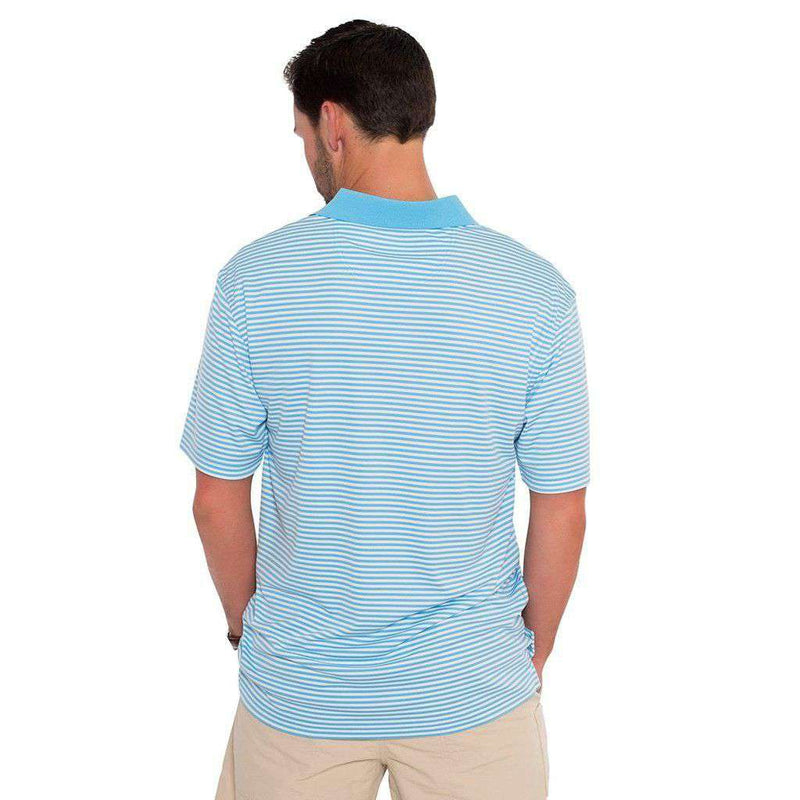 Augusta Stripe Performance Polo in Alaskan Blue by The Southern Shirt Co. - Country Club Prep