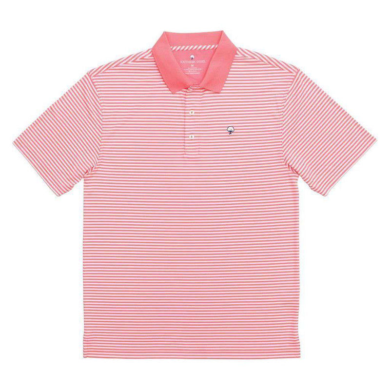 Augusta Stripe Performance Polo in Sugar Coral by The Southern Shirt Co. - Country Club Prep