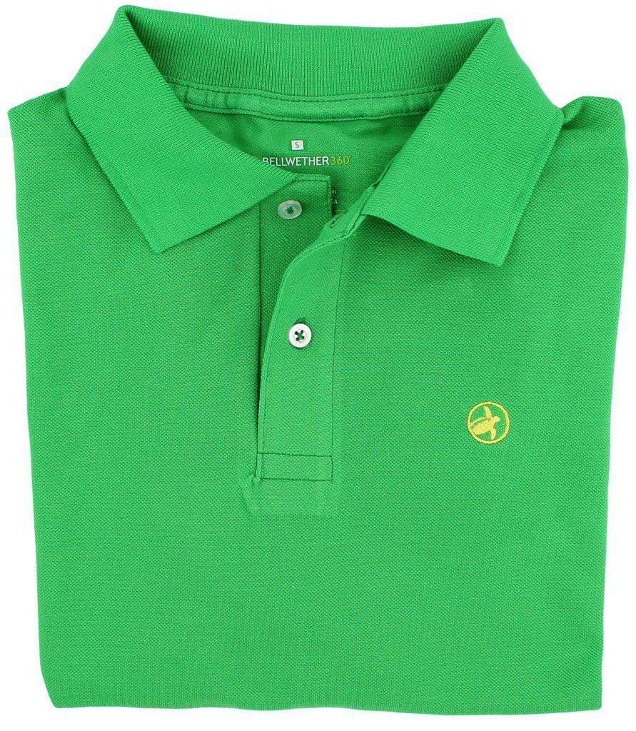 Bellwether360 Polo in Sweetgrass Green with Yellow Logo by Loggerhead Apparel - Country Club Prep