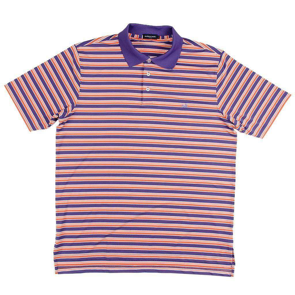 Bermuda Performance Golf Polo in Purple and Orange Stripes by Southern Marsh - Country Club Prep