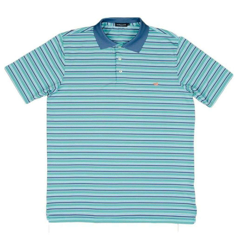 Bermuda Performance Golf Polo in Teal and Slate Stripes by Southern Marsh - Country Club Prep