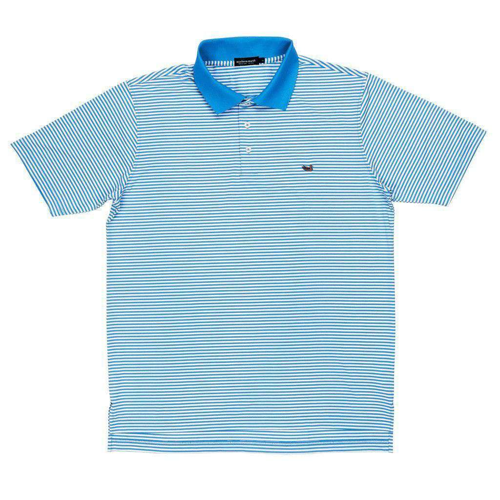 Bermuda Stripe Polo in Breaker Blue and White by Southern Marsh - Country Club Prep