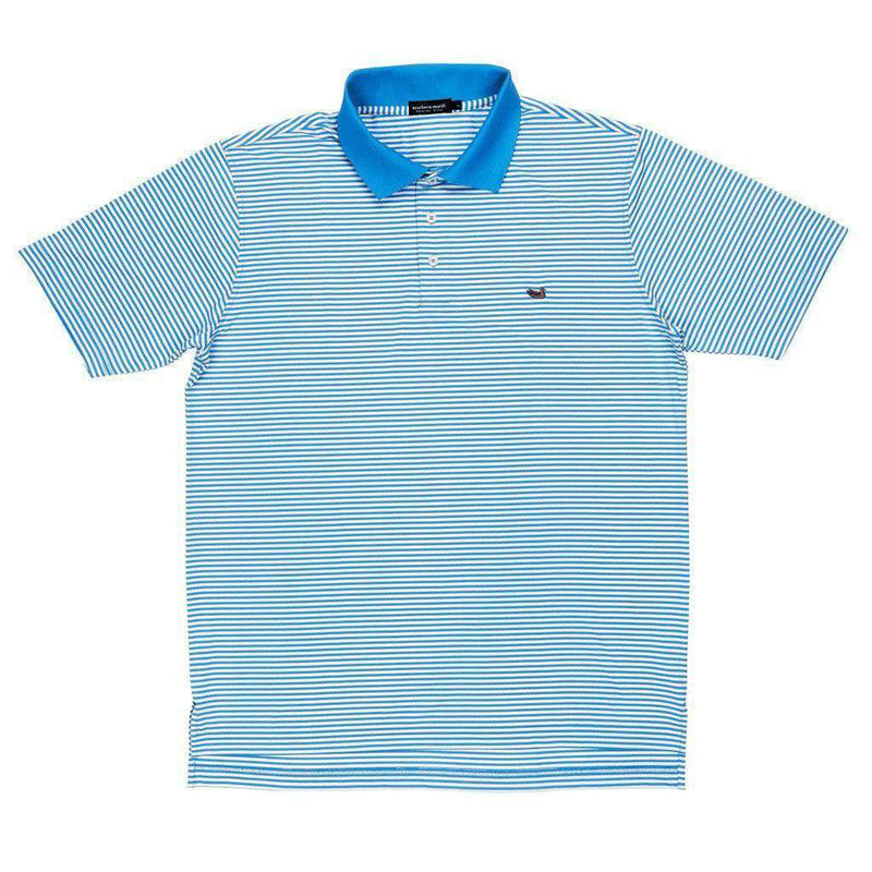 Bermuda Stripe Polo in Breaker Blue and White by Southern Marsh - Country Club Prep