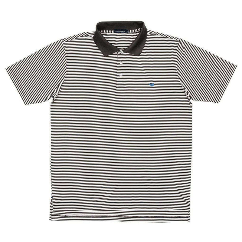 Bermuda Stripe Polo in Charcoal Grey and White by Southern Marsh - Country Club Prep