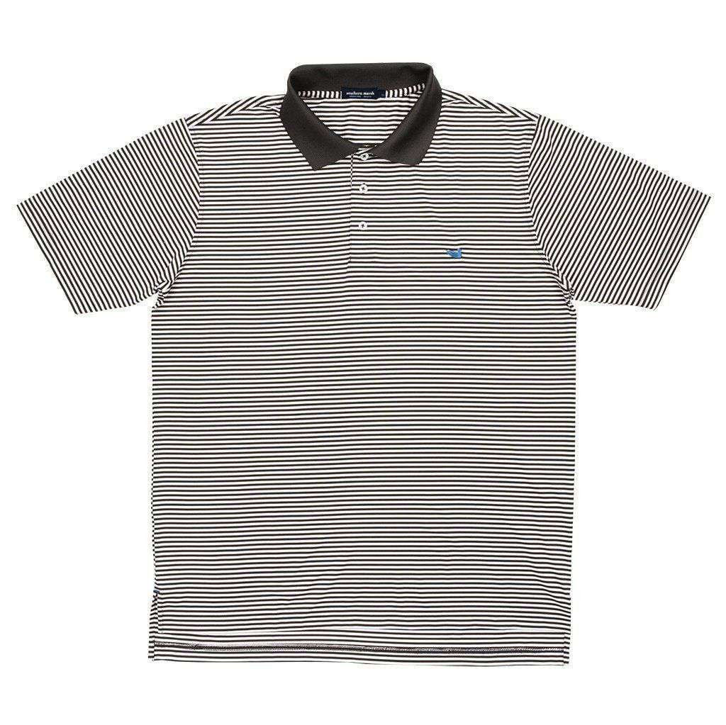 Bermuda Stripe Polo in Charcoal Grey and White by Southern Marsh - Country Club Prep