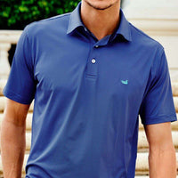 Bermuda Tucker Golf Polo in Navy and Blue by Southern Marsh - Country Club Prep