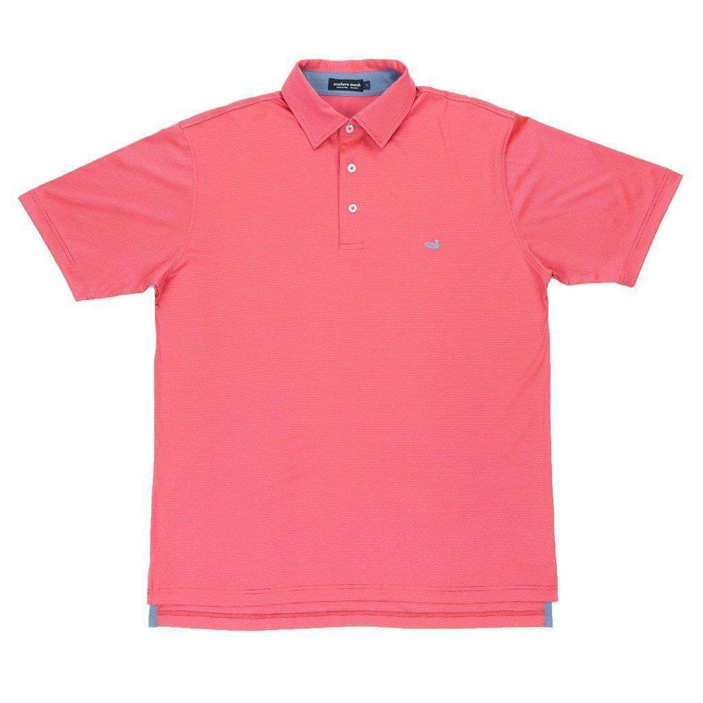 Bermuda Tucker Golf Polo in Slate and Pink by Southern Marsh - Country Club Prep
