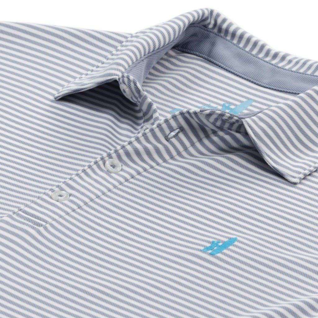 Bunker Stripe "Prep-formance" Polo in Cloud Break by Johnnie-O - Country Club Prep