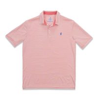 Bunker Stripe "Prep-formance" Polo in Coral Reefer by Johnnie-O - Country Club Prep