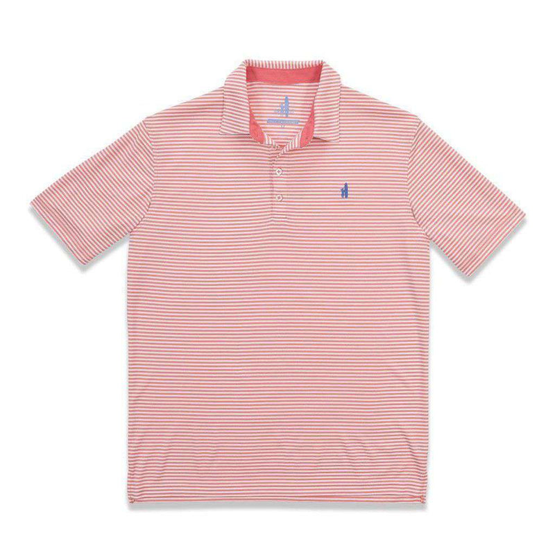 Bunker Stripe "Prep-formance" Polo in Coral Reefer by Johnnie-O - Country Club Prep