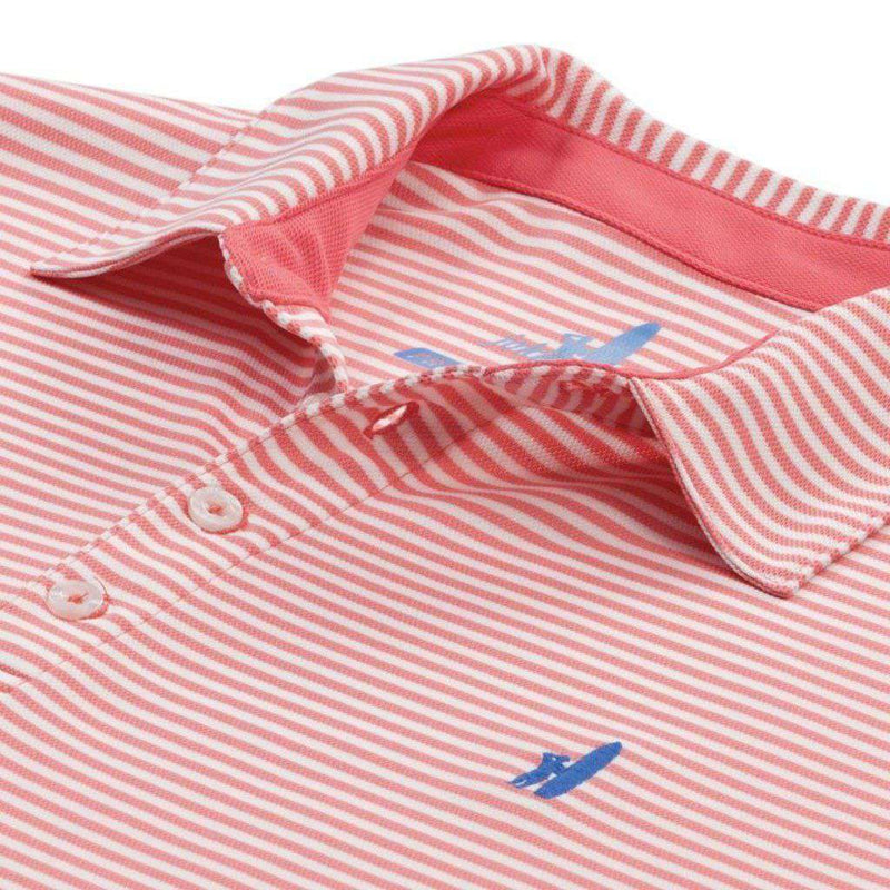 Bunker Stripe "Prep-formance" Polo in Coral Reefer by Johnnie-O - Country Club Prep