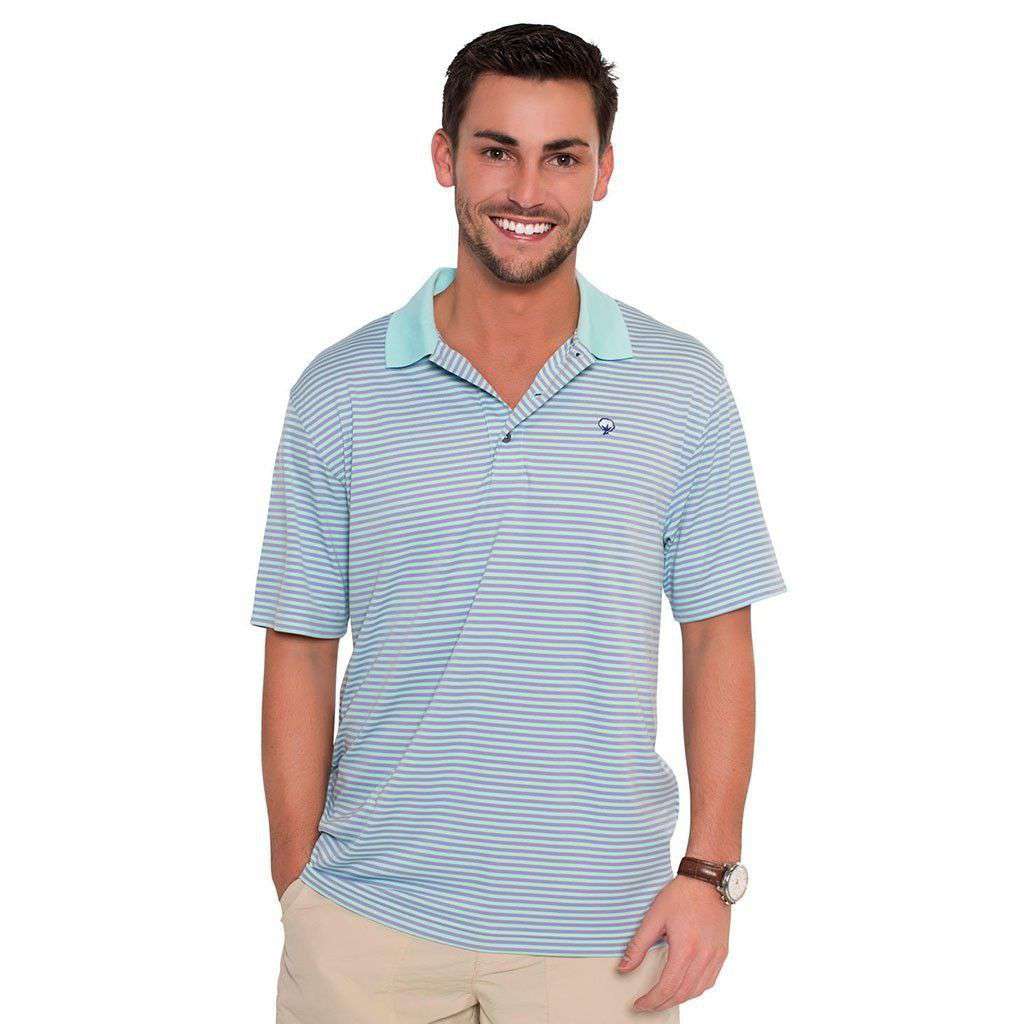 Charleston Stripe Performance Polo in Barnacle by The Southern Shirt Co. - Country Club Prep