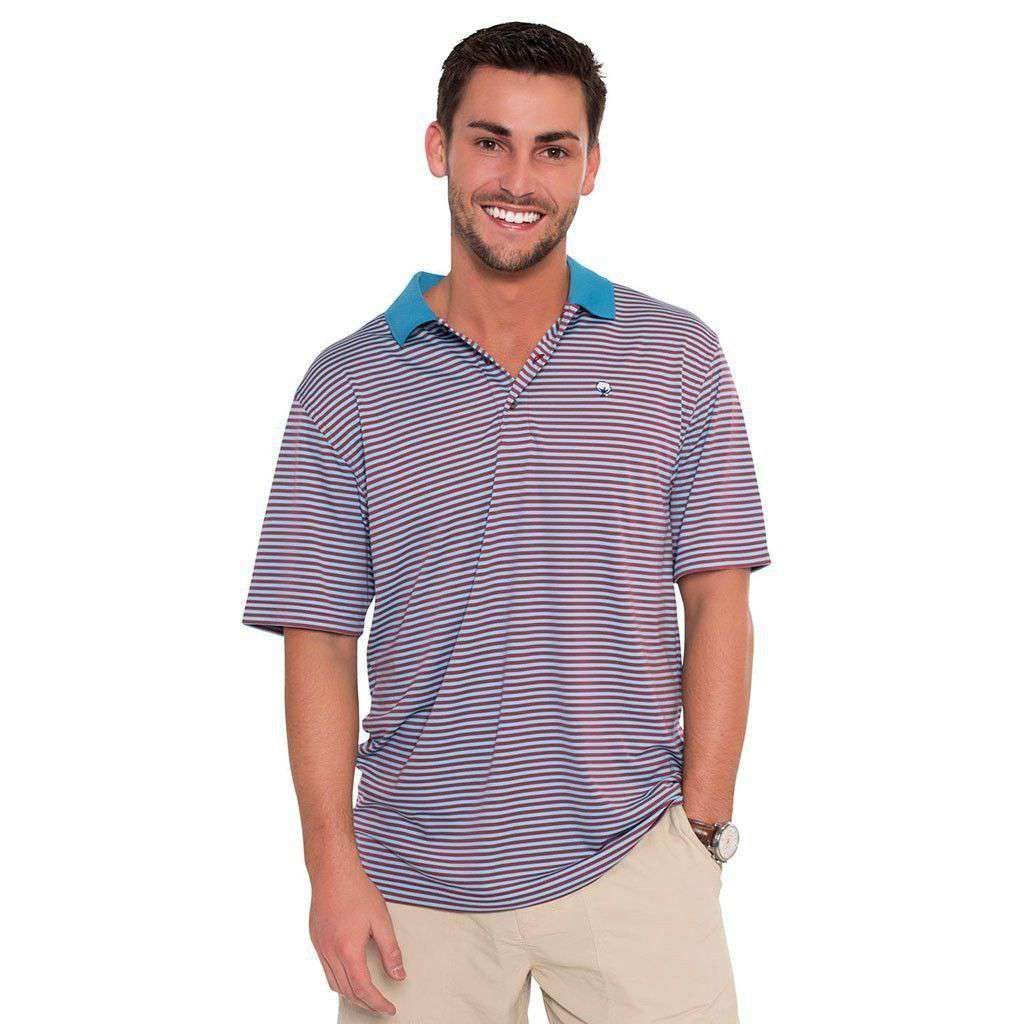 Charleston Stripe Performance Polo in Crunchberry by The Southern Shirt Co. - Country Club Prep