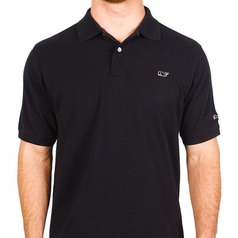 Classic Pique Polo in Black, Featuring Longshanks the Fox by Vineyard Vines - Country Club Prep