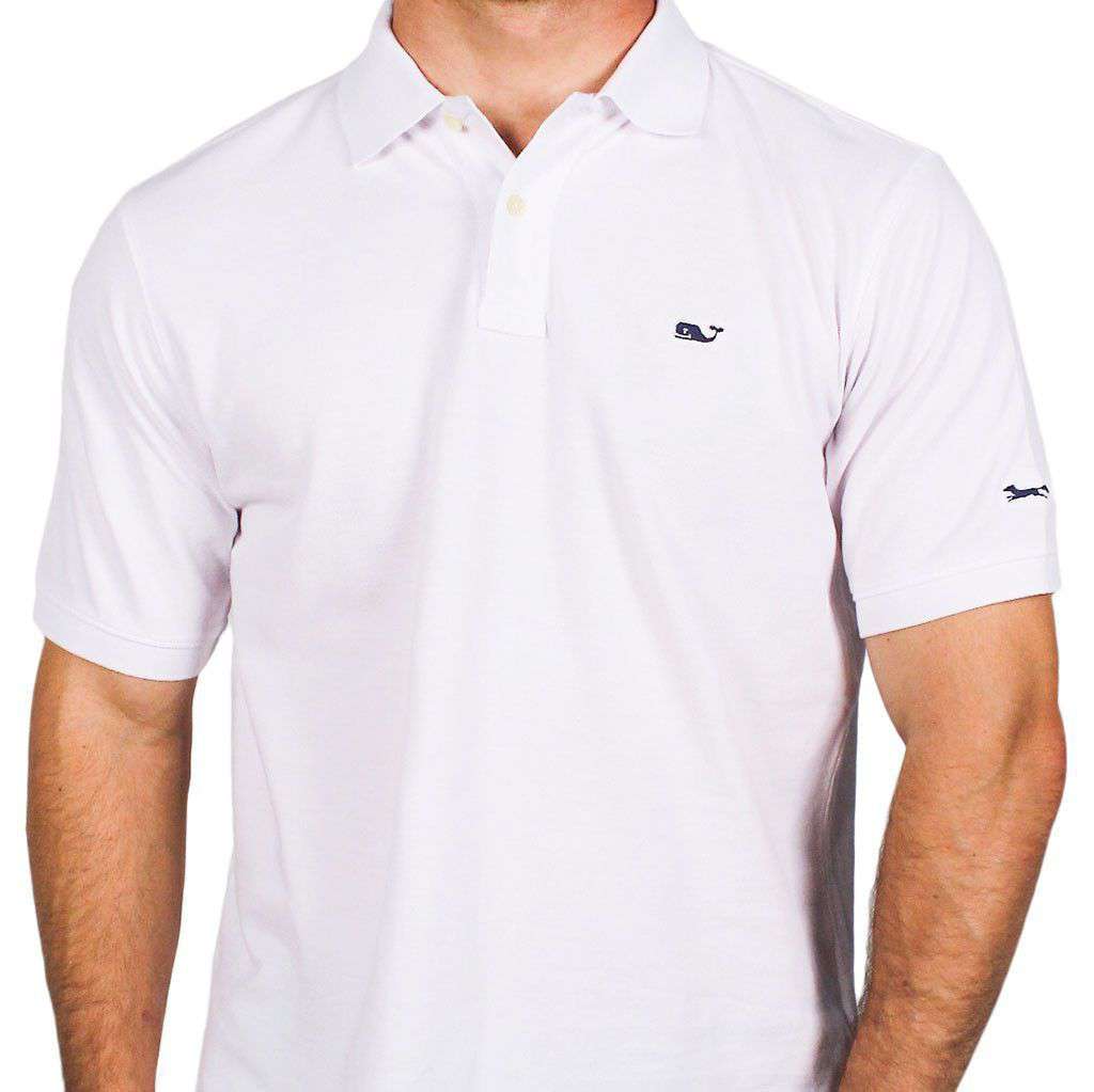 Classic Pique Polo in White, Featuring Longshanks the Fox by Vineyard Vines - Country Club Prep