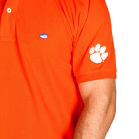 Clemson University Collegiate Skipjack Polo in Endzone Orange by Southern Tide - Country Club Prep