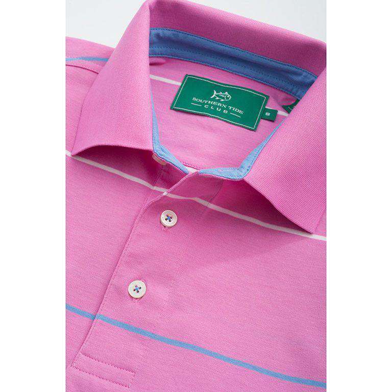 Coastal Pines Breton Stripe Polo in Bright Pink by Southern Tide - Country Club Prep