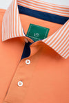 Coastal Pines Striped Collar Club Polo in Nautical Orange by Southern Tide - Country Club Prep