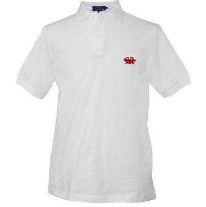 Crab Needlepoint Polo Shirt in White by Smathers & Branson - Country Club Prep