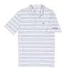 Custom Bowie Stripe Performance Polo in White Cap by Vineyard Vines - Country Club Prep