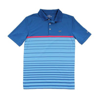 Custom Bristol Stripe Performance Polo in Kingfisher by Vineyard Vines - Country Club Prep