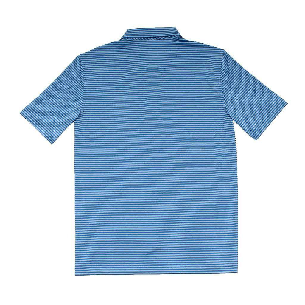 Custom Newport Stripe Performance Polo in Hull Blue by Vineyard Vines - Country Club Prep