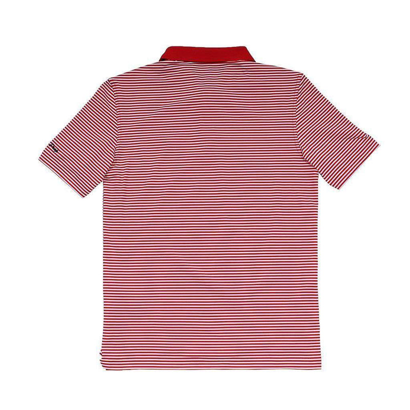 Custom Porter Stripe Performance Polo in Lighthouse Red by Vineyard Vines - Country Club Prep