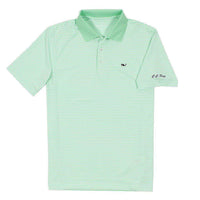 Custom Porter Stripe Performance Polo in Mint Spring by Vineyard Vines - Country Club Prep