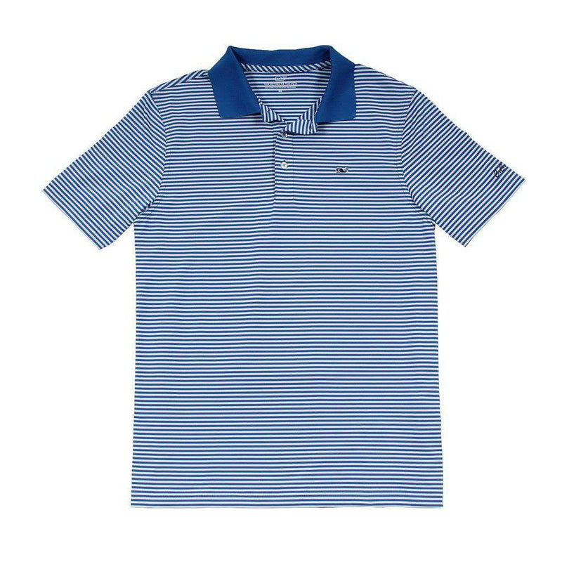 Custom Porter Stripe Performance Polo in Spinnaker by Vineyard Vines - Country Club Prep