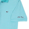 Custom Porter Stripe Performance Polo in Turquoise by Vineyard Vines - Country Club Prep