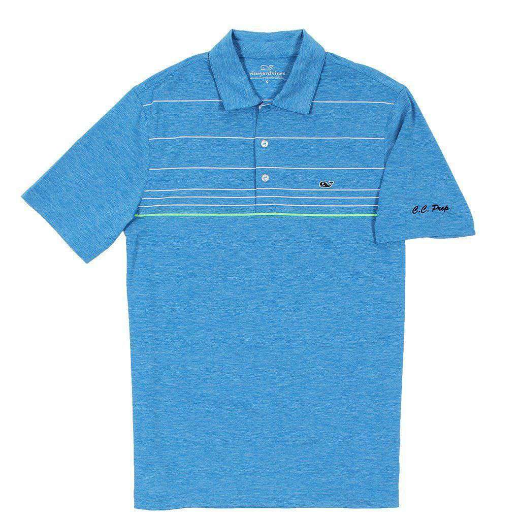 Vineyard Vines Custom Simsbury Stripe Performance Polo in Azure Blue ...