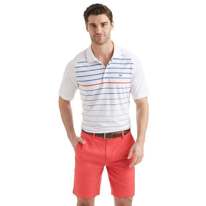 Custom Watch Hill Stripe Performance Polo in White Cap by Vineyard Vines - Country Club Prep