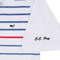 Custom Watch Hill Stripe Performance Polo in White Cap by Vineyard Vines - Country Club Prep