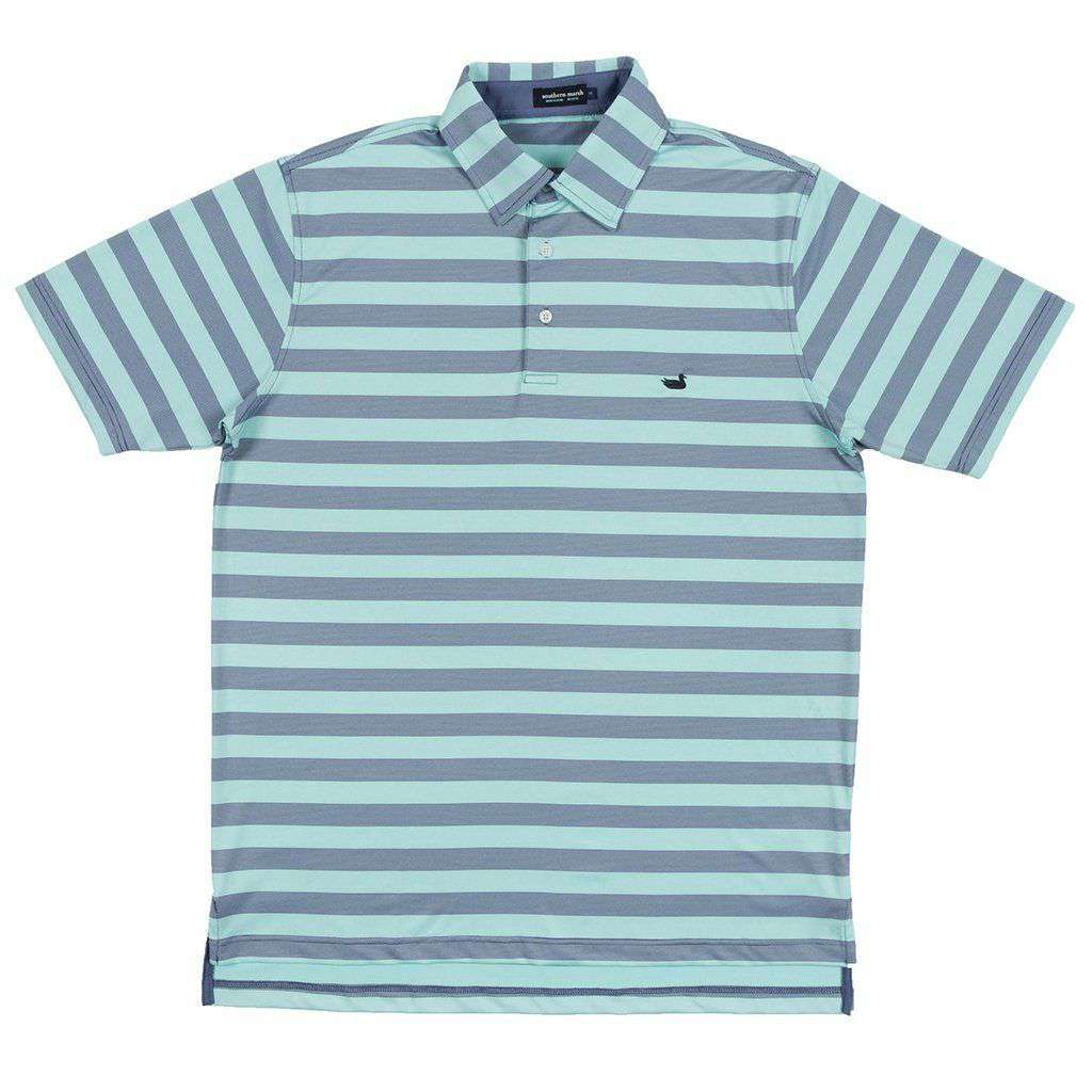 Davis Performance Polo in Slate & Mint by Southern Marsh - Country Club Prep