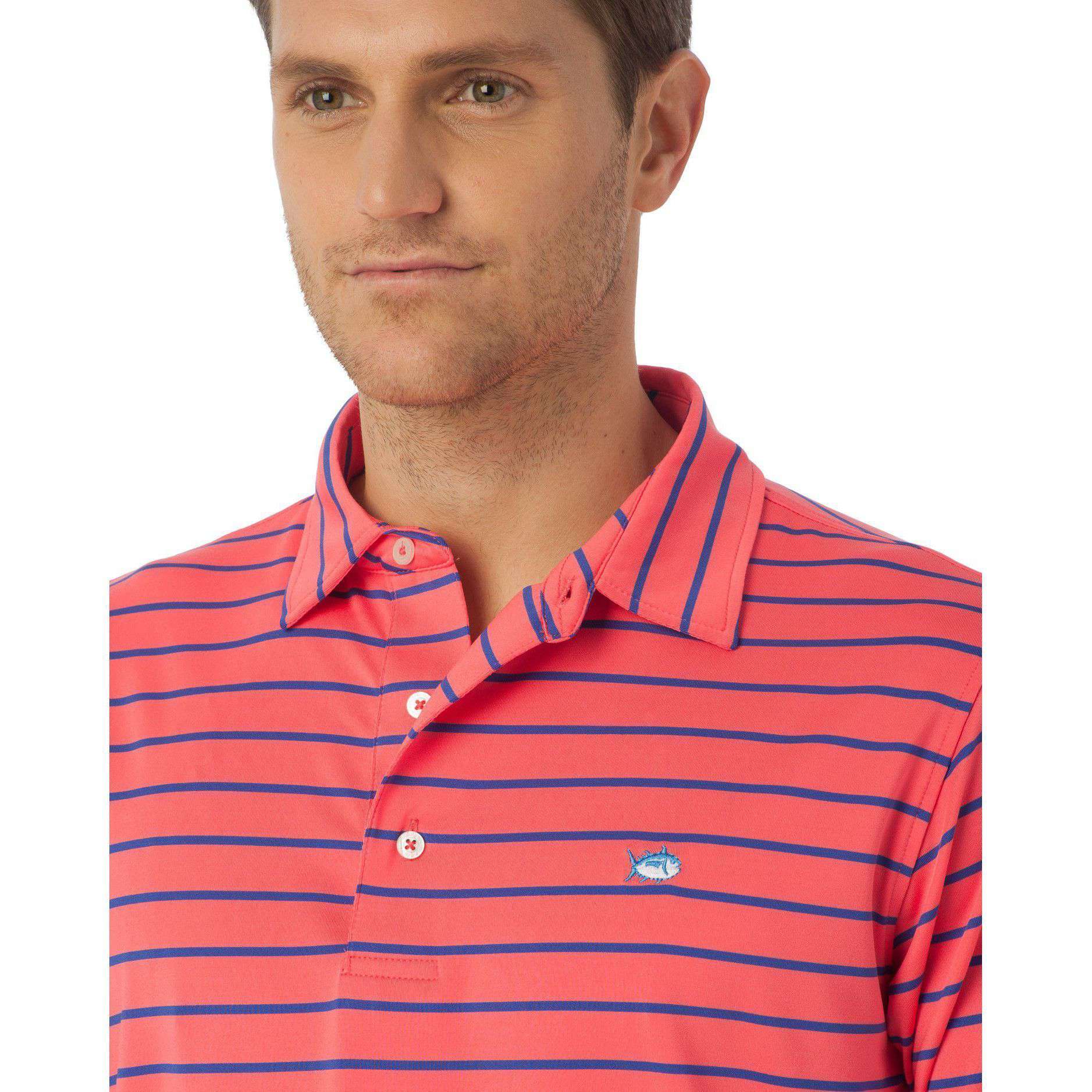 Driver Stripe Performance Polo in Sunset by Southern Tide - Country Club Prep