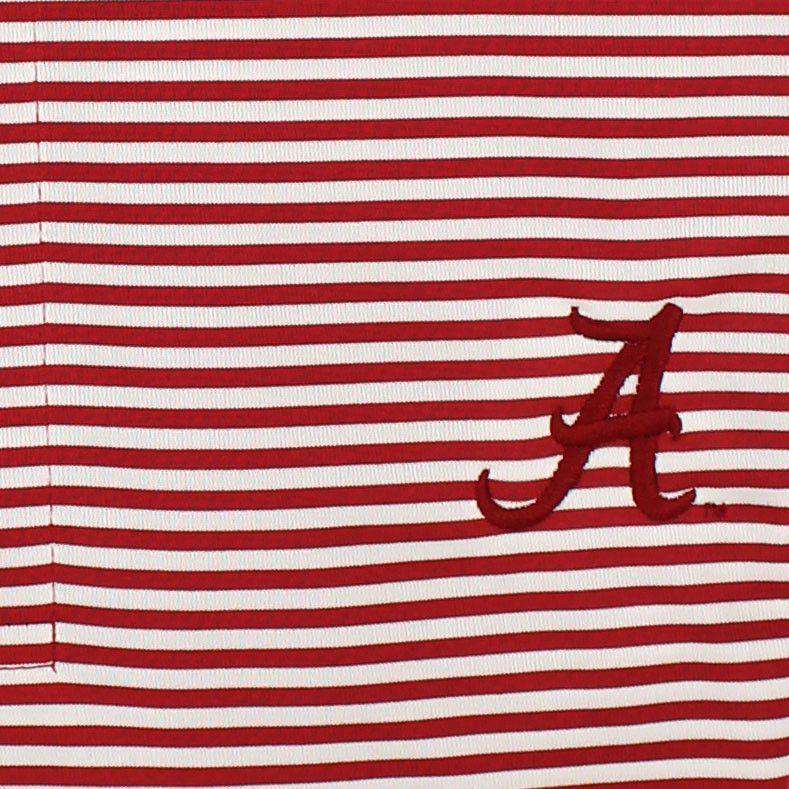 Drytec Alabama Polo Shirt in Crimson and White Stripes by Cutter & Buck - Country Club Prep