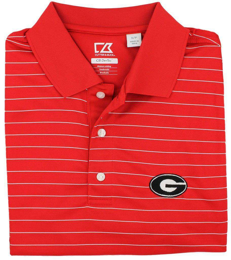 Drytec Georgia Stripe Polo Shirt in Red/White Stripe by Cutter & Buck - Country Club Prep