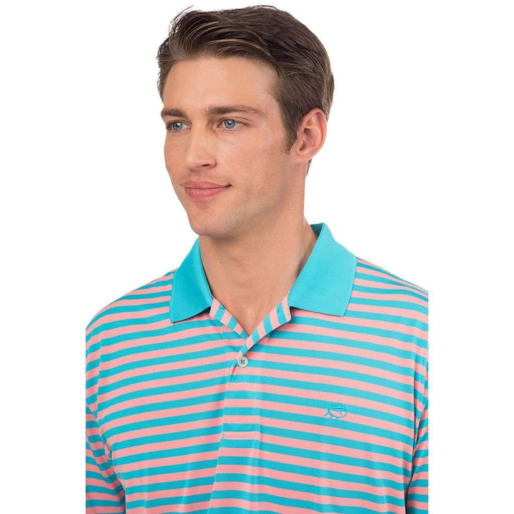 Fairway Stripe Performance Polo in Scuba Blue by Southern Tide - Country Club Prep