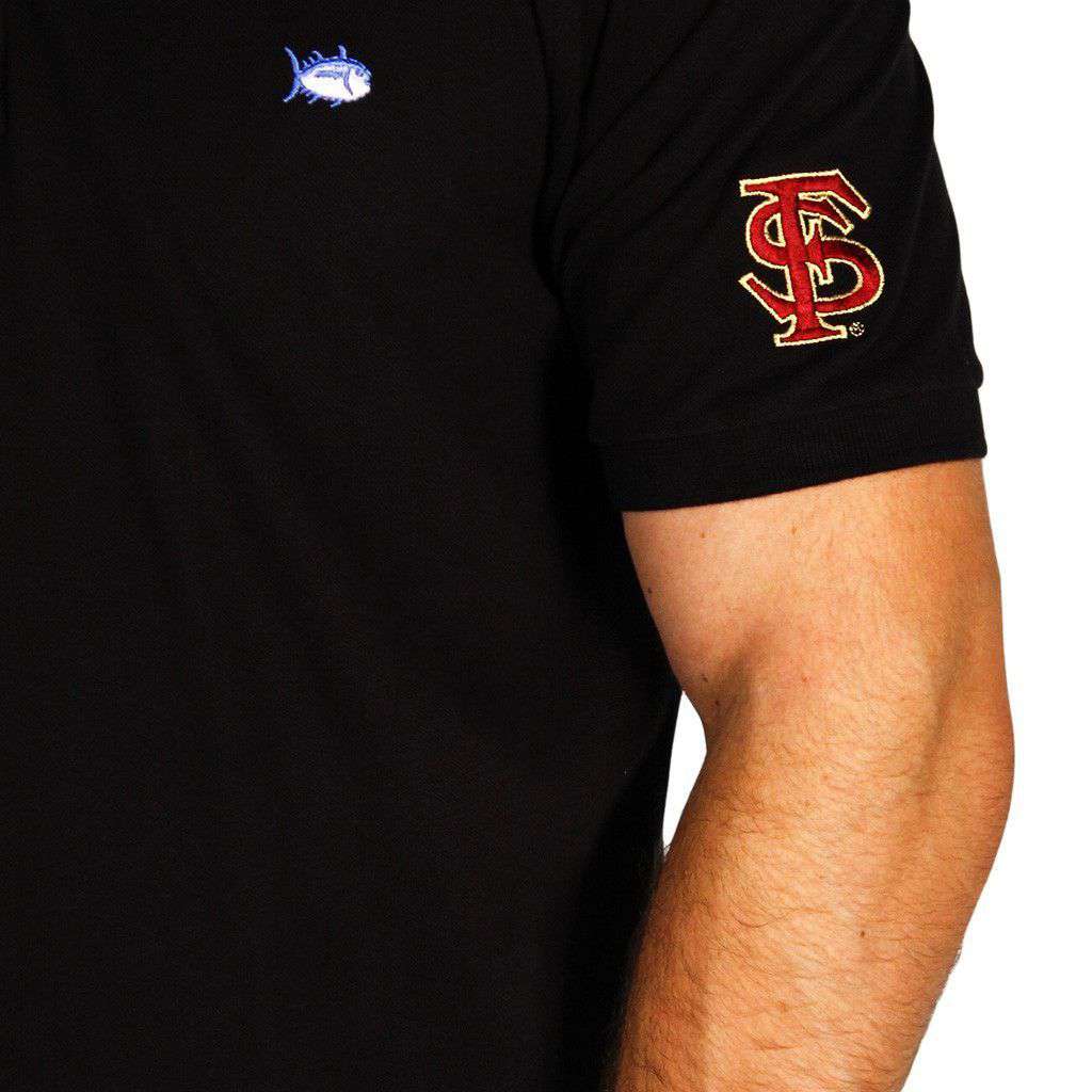 Florida State University Collegiate Skipjack Polo in Black by Southern Tide - Country Club Prep