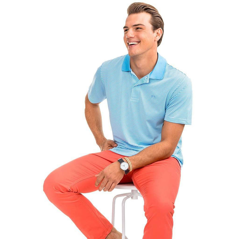 Fort Charlotte Stripe Performance Polo in Classic White by Southern Tide - Country Club Prep