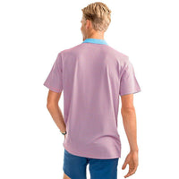 Fort Charlotte Stripe Performance Polo in Sunset Coral by Southern Tide - Country Club Prep