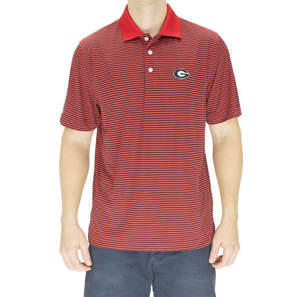 Georgia Drytec Trevor Stripe Polo in Red and Black by Cutter & Buck - Country Club Prep